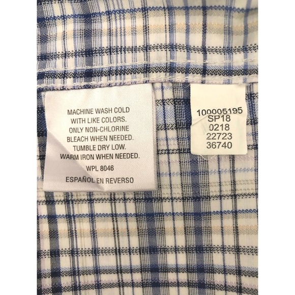 Tasso Elba Mens Blue Plaid XXL Short‎ Sleeve All Cotton Shirt - Picture 4 of 6